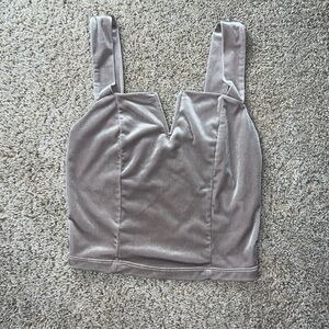 Elegant Beige Gray Textured Crop Top